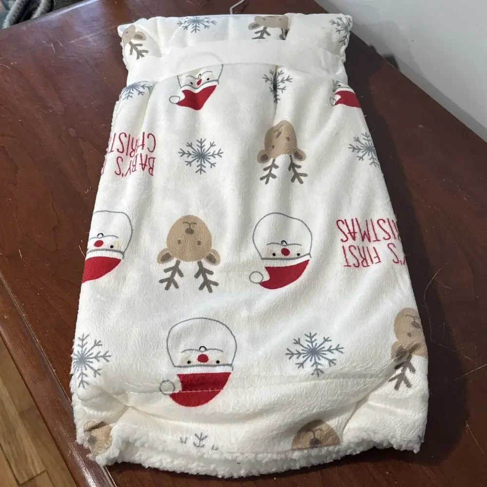 Baby Thro Baby’s First Christmas Plush Sherpa Blanket Santa Reindeer Snowflake